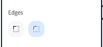 The Edges segmented control in the properties panel with two icon buttons — Sharp and Round — and Round currently active
