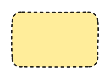 A round-cornered rectangle with a dashed extra-bold stroke and a hachure fill, demonstrating that all styling controls compose freely with corner rounding