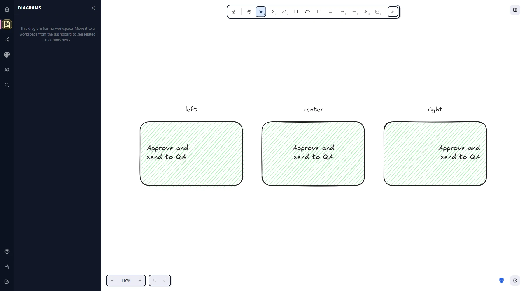 Three rectangles with the same multi-line label aligned left, centered, and right respectively to demonstrate how horizontal alignment changes layout inside a container