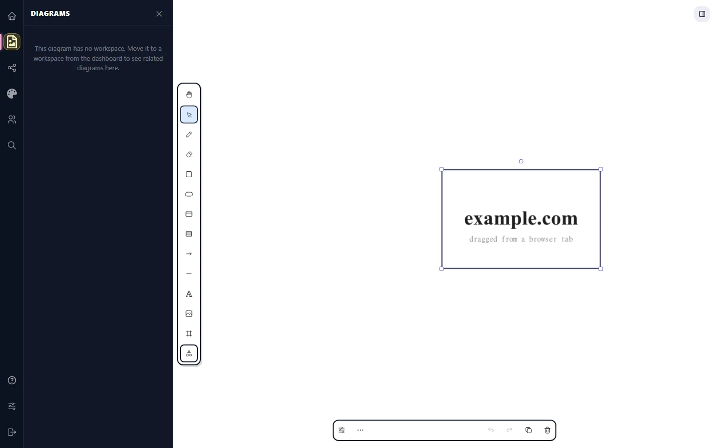 A browser image being dragged from a tab into the CorriDraw canvas