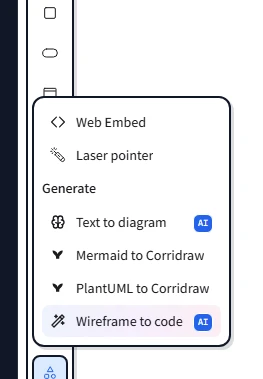 The wand-shaped Magic Frame tool highlighted in the top toolbar, with a hand-drawn login form selected on the canvas underneath.