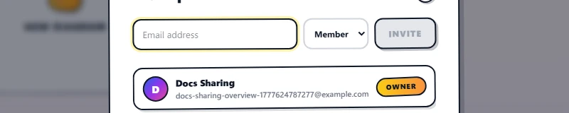 A close-up of one row in the Workspace Members dialog showing an avatar, the member name and email, an Admin role badge, a role-change dropdown set to 'Admin', and a small red trash button on the far right for removing the member