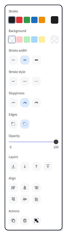 The properties panel with two shapes selected — one solid and one dashed — showing no highlighted button in the Stroke style row to indicate a mixed selection