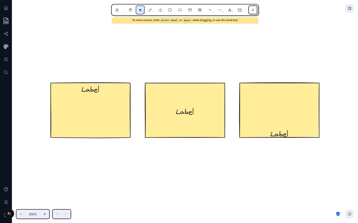 Three rectangles each containing the same word with the text positioned at the top, middle, and bottom of each rectangle