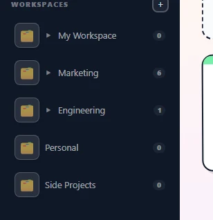 A workspace card with its name, a summary of how many diagrams and folders it contains, and a coloured corner sticker